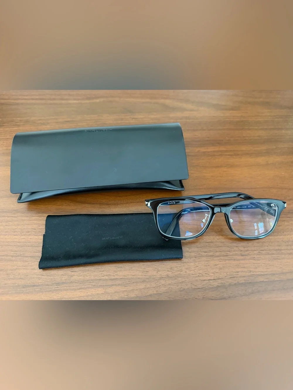 Saint Laurent Black Frames with Blue-Tinted Lenses